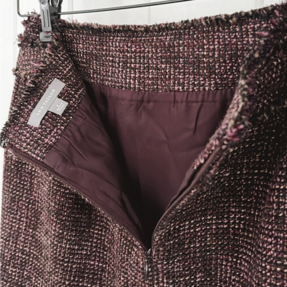 Ann Taylor Wool Tweed Two Piece Set Blazer Skirt Fringe Women 6 Office Feminine - Picture 8 of 16